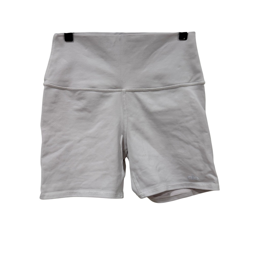 Alo Yoga High Waist Biker Shorts White Small RN 87370 Athletic Activewear